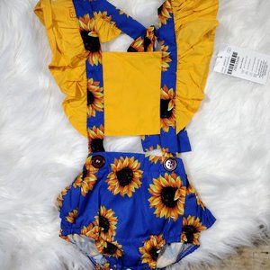 NWT Boutique Sunflower Romper Size 9-12M